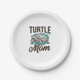 Turtle Mum Vintage Engraving Vector Design_1 Paper Plate