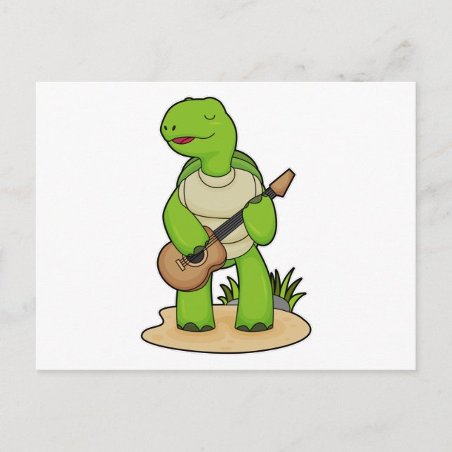 Turtle Musician Guitar Music Postcard (Front)