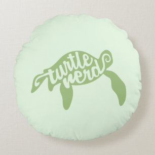 Turtle Nerd (Green) Round Cushion