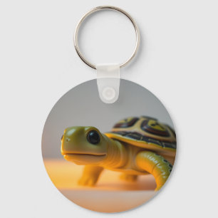 Turtle on a burning candle key ring