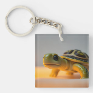 Turtle on a burning candle key ring