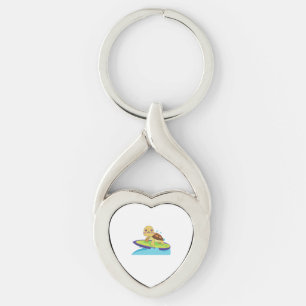 Turtle on surfboard key ring