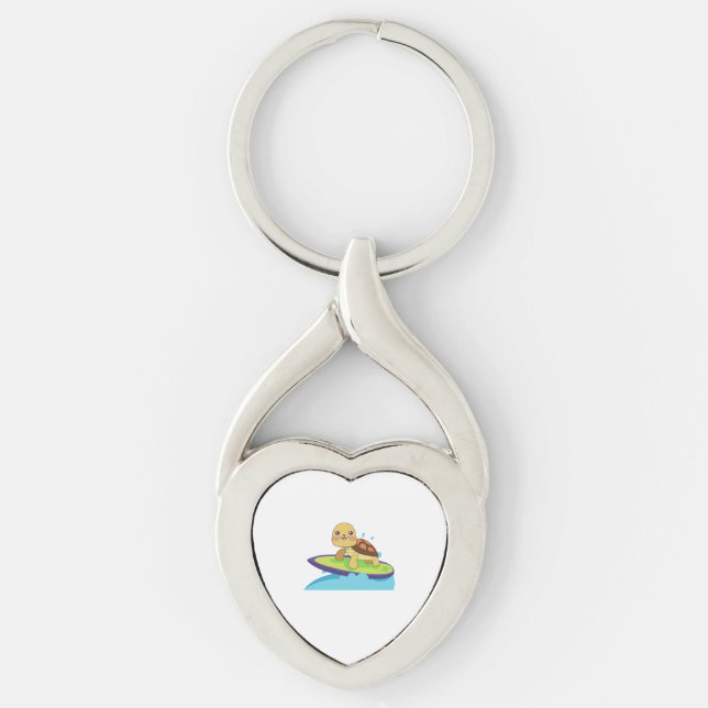 Turtle on surfboard key ring (Front)