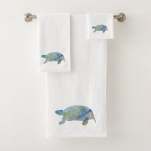 Turtle Painting Watercolor Bath Towel Set