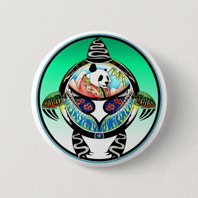 Turtle Panda 6 Cm Round Badge (Front)