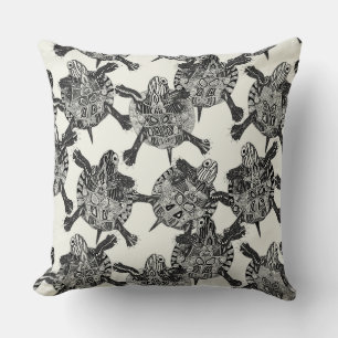 turtle party ivory black cushion