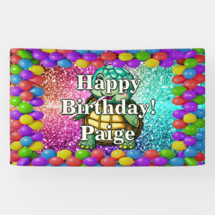 Turtle Personalised character birthday banner