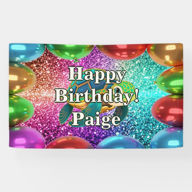 Turtle Personalised character birthday banner (Horizontal)
