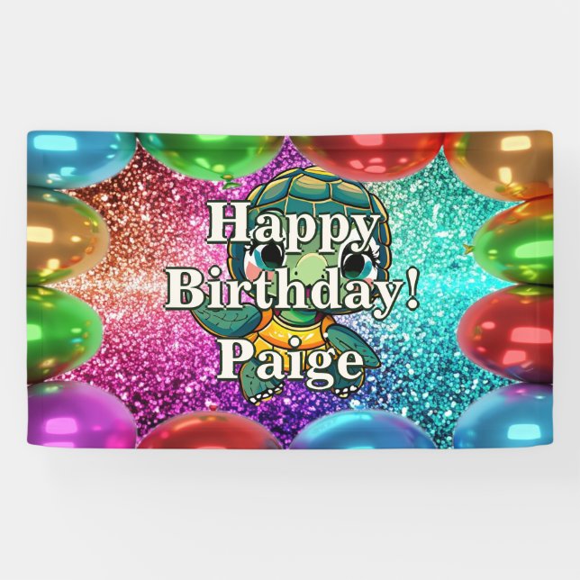 Turtle Personalised character birthday banner (Horizontal)