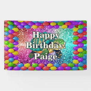 Turtle Personalised character birthday banner