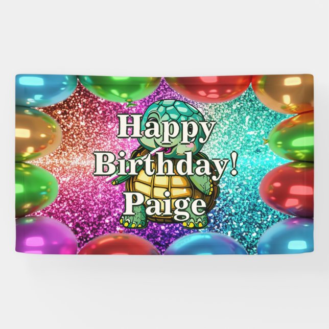 Turtle Personalised character birthday banner (Horizontal)