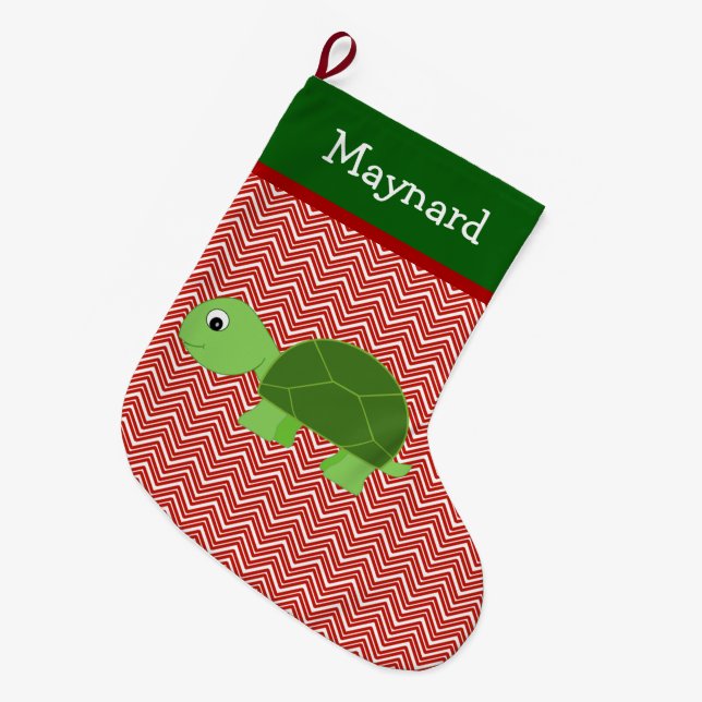 Turtle Pet Personalised Large Christmas Stocking (Front (Hanging))