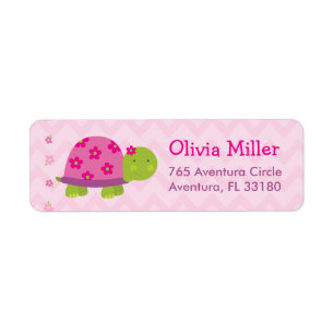 Turtle Pink Personalised BabyShower Address Labels