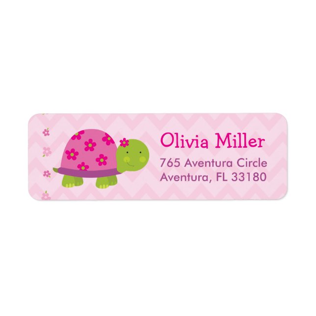 Turtle Pink Personalised BabyShower Address Labels (Front)