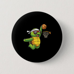 Turtle Playing Basketball Sports Sea Tortoise Play 6 Cm Round Badge