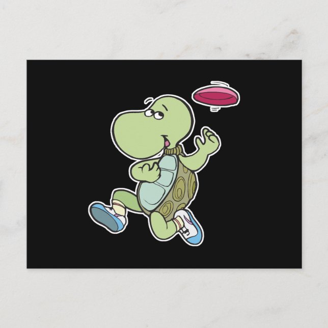 turtle playing frisbee postcard (Front)
