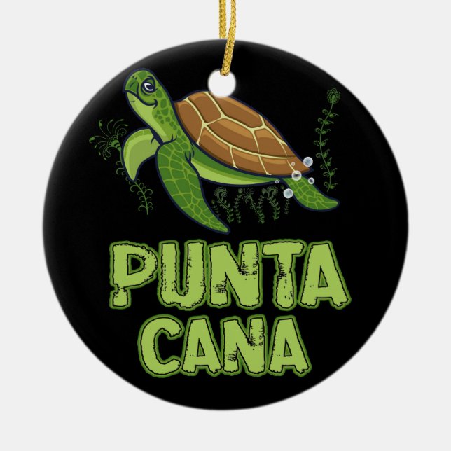 Turtle Punta Cana  Dominican Republic Souvenir Ceramic Tree Decoration (Front)