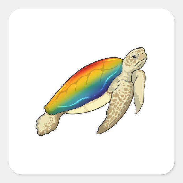 Turtle Rainbow Square Sticker (Front)
