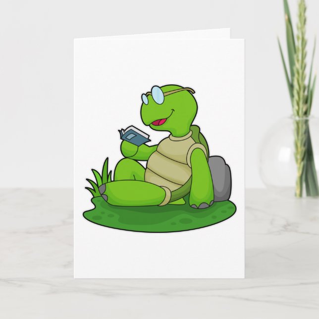 Turtle Reading Book Card (Front)