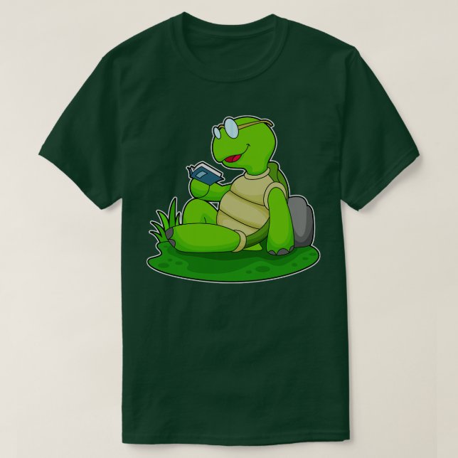 Turtle Reading Book T-Shirt (Design Front)