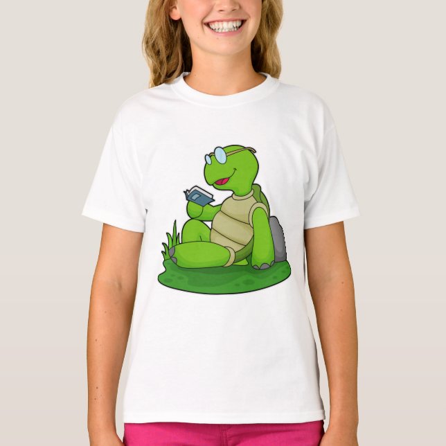 Turtle Reading Book T-Shirt (Front)