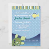 Turtle Reef Fish Under Sea Baby Shower Invitation