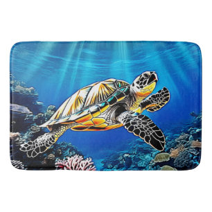 Turtle Reef Glow Design Bath Mat