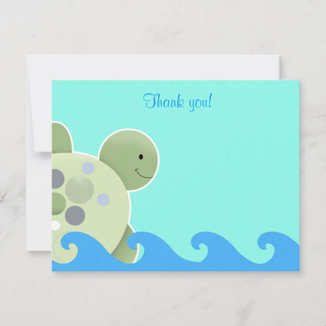 Turtle Reef Seaturtle Flat thank you note Card (Front)