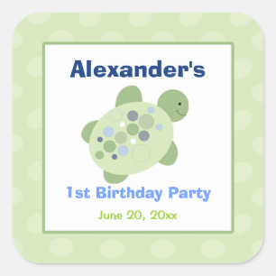 Turtle Reef Square Favour Stickers (6 Large)