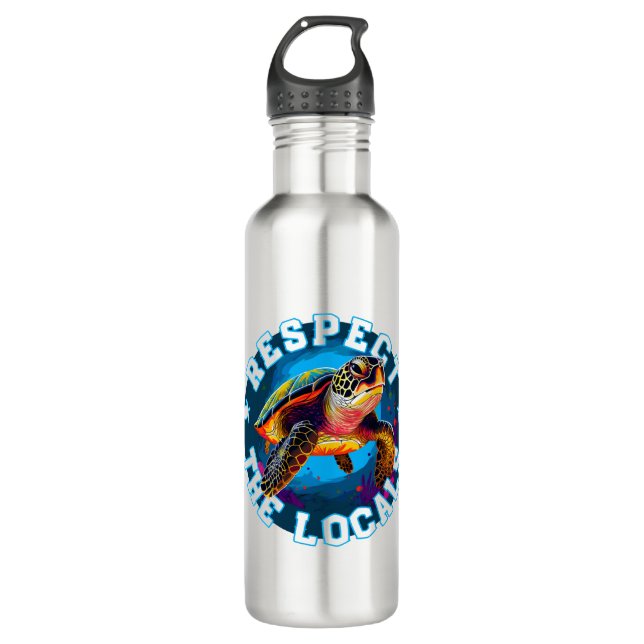 Turtle - respect the locals 710 ml water bottle (Front)