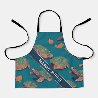 Turtle Retro Colourful Personalised Pattern Apron