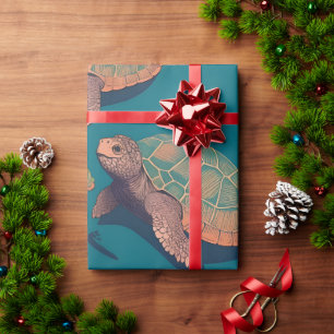 Turtle Retro Colourful Personalised Pattern Wrapping Paper