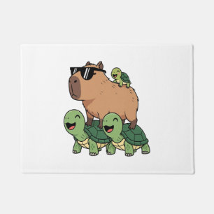 Turtle Ride Capybara, Funny Capybara Doormat