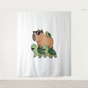 Turtle Ride Capybara, Funny Capybara Tapestry
