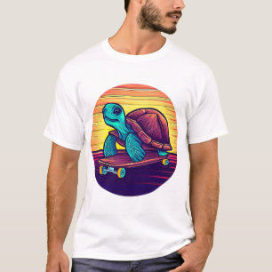 Turtle rides on a skateboard Sunset T-Shirt