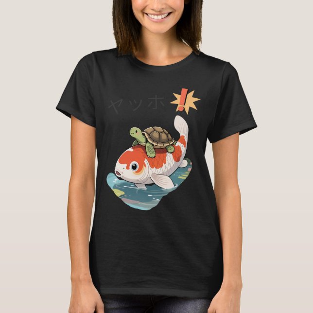 Turtle riding koi fish T-Shirt (Front)