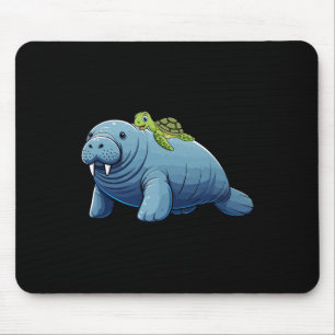 Turtle Riding Manatee Costume Sea Animal Lover Kid Mouse Pad
