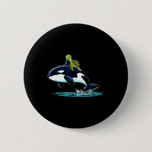Turtle Riding Orca Costume Sea Animal Lover Kids T 6 Cm Round Badge