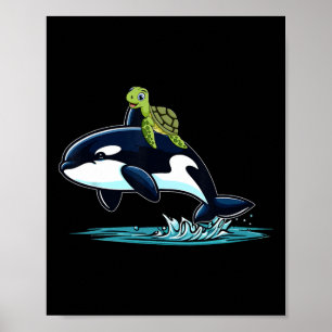 Turtle Riding Orca Costume Sea Animal Lover Kids T Poster