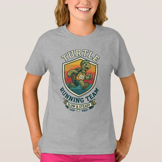 Turtle Running Team Slow Steady Runner T-Shirt (Front)