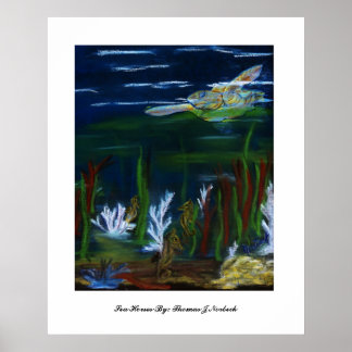 turtle, Sea Horses By: Thomas J Norbeck Poster