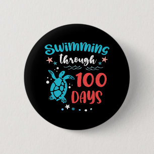 Turtle Sea Swimming Through 100 Days Of School Tea 6 Cm Round Badge
