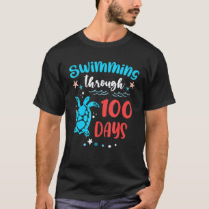 Turtle Sea Swimming Through 100 Days Of School Tea T-Shirt