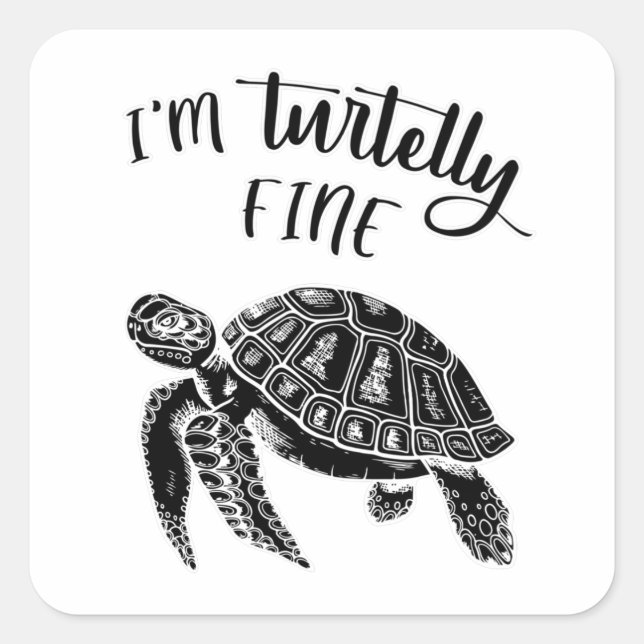 Turtle Sea Turtles Ocean Sealife Cute Animal Gift Square Sticker (Front)
