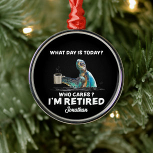 Turtle Sea With Coffee What Day Is Today Who Cares Metal Tree Decoration