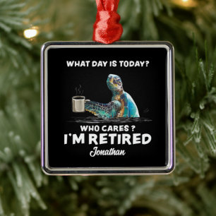 Turtle Sea With Coffee What Day Is Today Who Cares Metal Tree Decoration