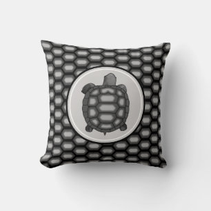 Turtle & Shell Pattern in Silver Grey & Black Cushion
