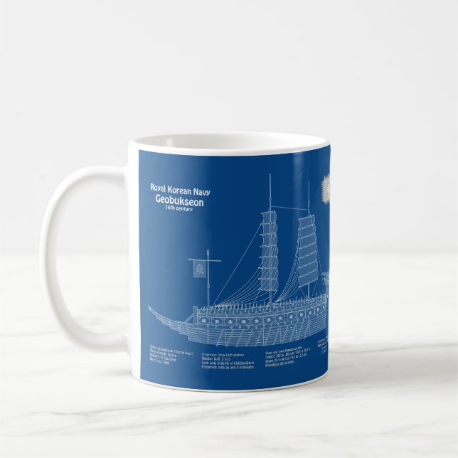 Turtle Ship Geobukseon - Ship Blueprint ABD Coffee Mug (Left)