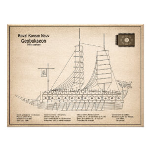 Turtle Ship Geobukseon - Ship Blueprint SD Photo Print