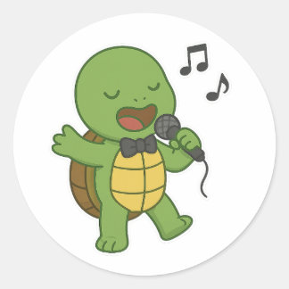 Turtle siging classic round sticker